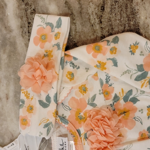 Nicole Miller Coral Floral 2 Pc Footed Pajama - Picture 3 of 8